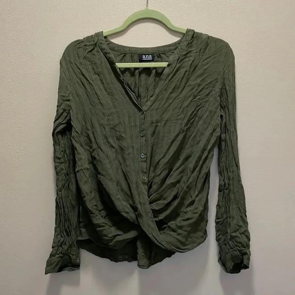 A.N.A Olive Green Button Down Size Small - Picture 1 of 6